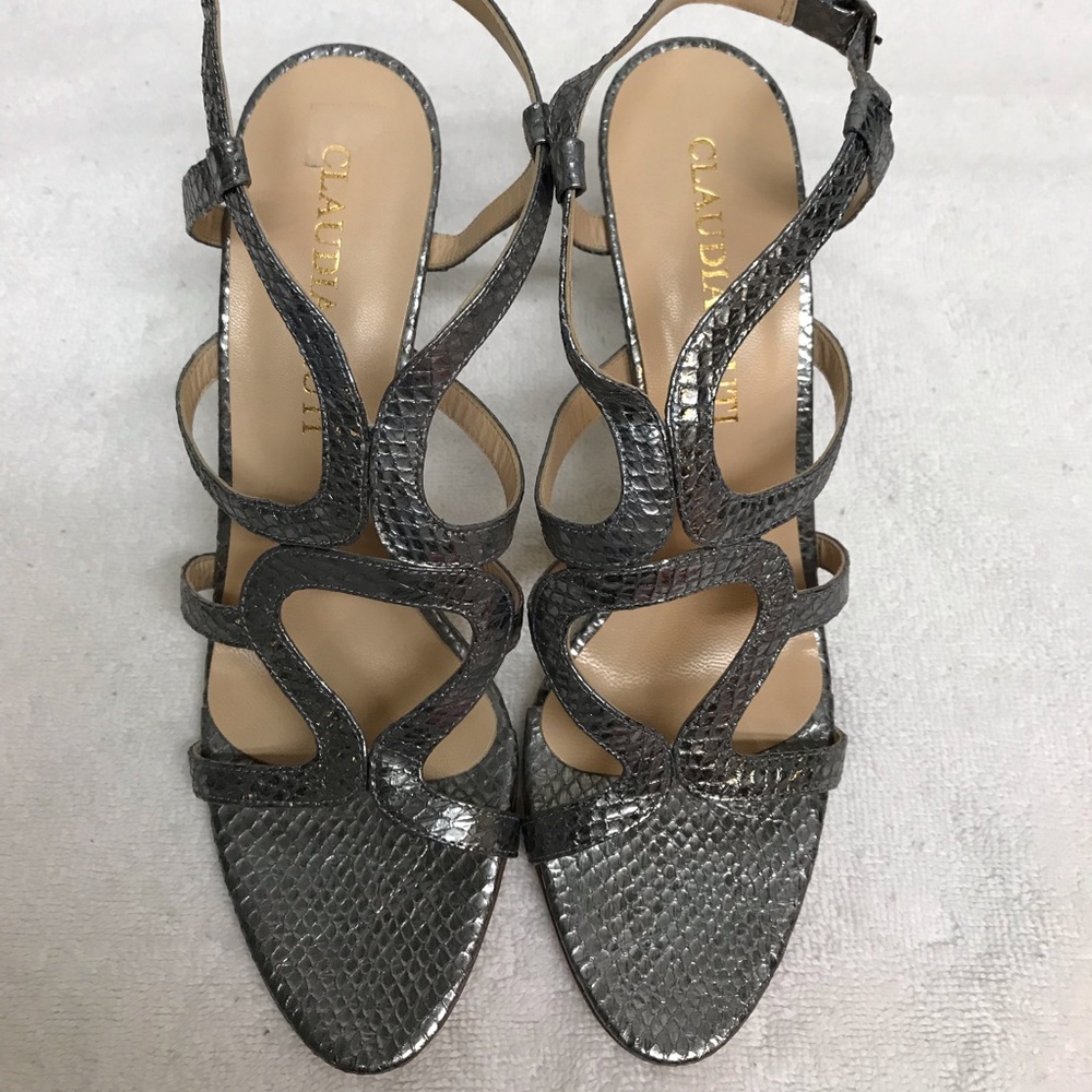 NIB Claudia Ciuti Pewter Clarissa Leather Heels 9